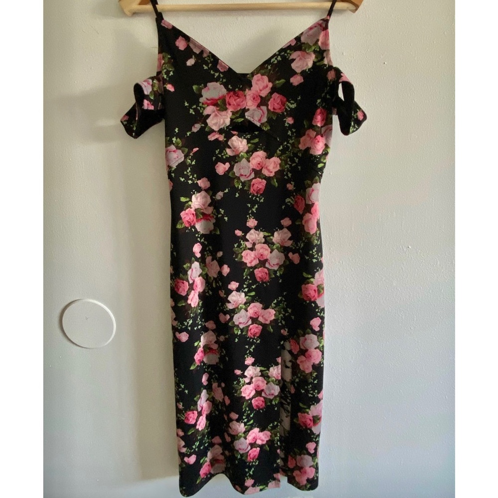 Floral high slit bodycon dress